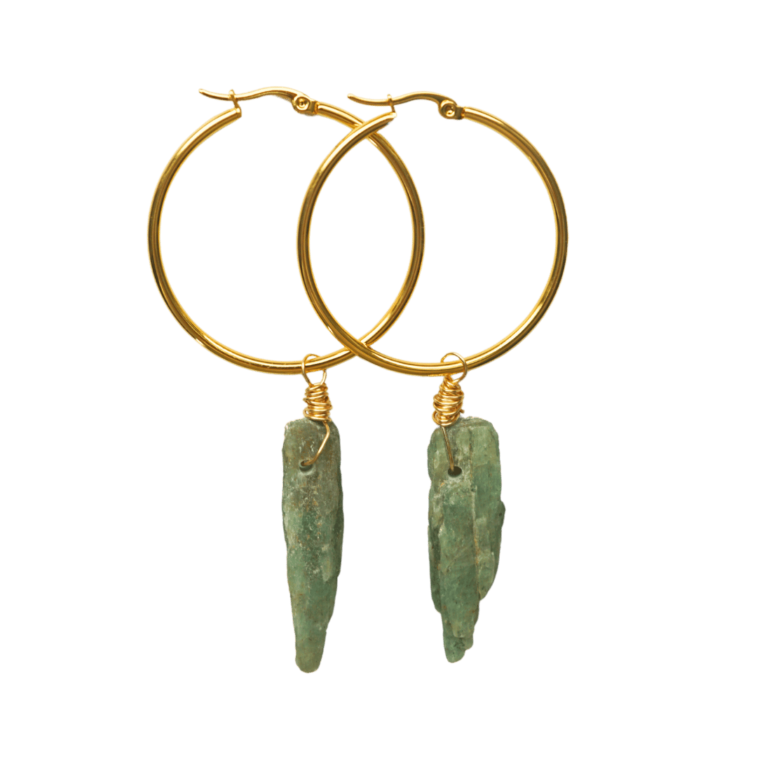 Green Kyanite Hoop Earrings