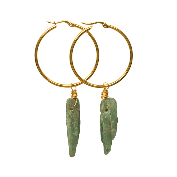Green Kyanite Hoop Earrings
