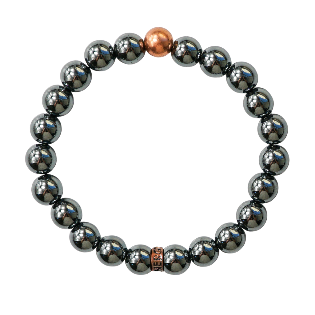 Hematite crystal bracelet with copper bead for daily grounding