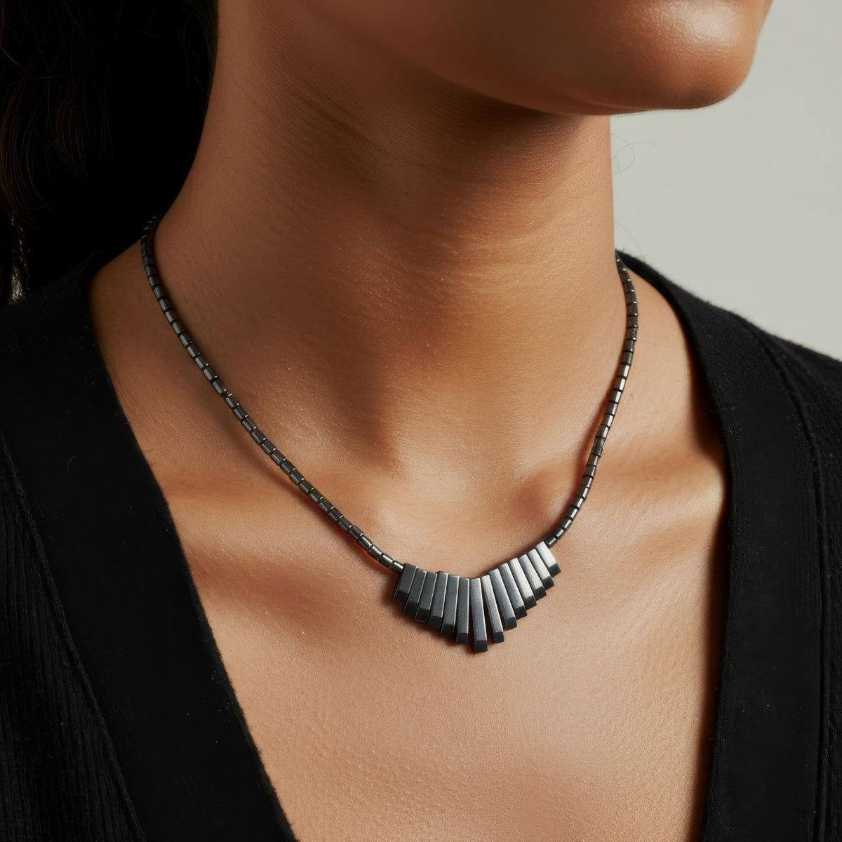 Hematite Shield Necklace