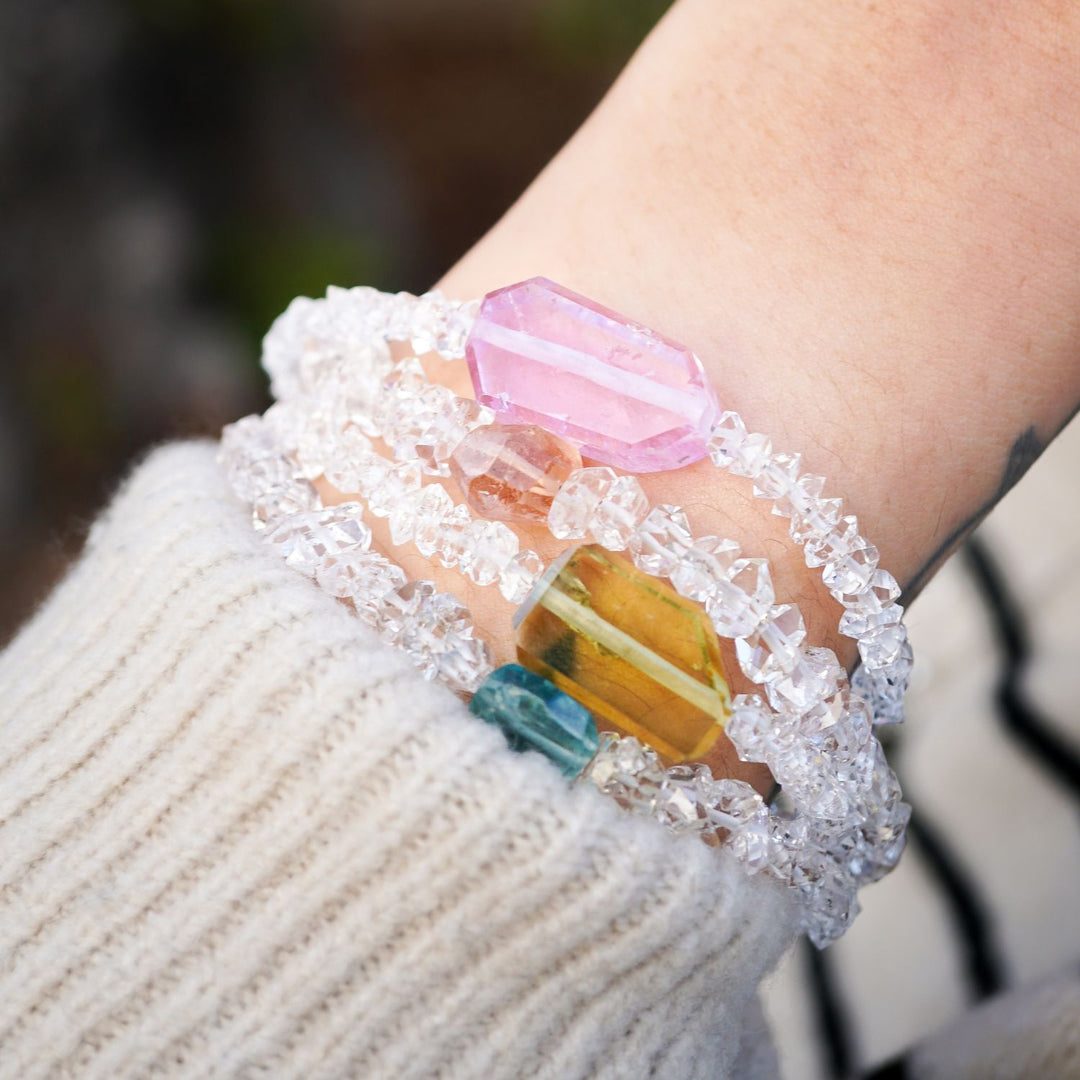 Aquamarine & Herkimer Diamond Bracelet – Flow, Intuition
