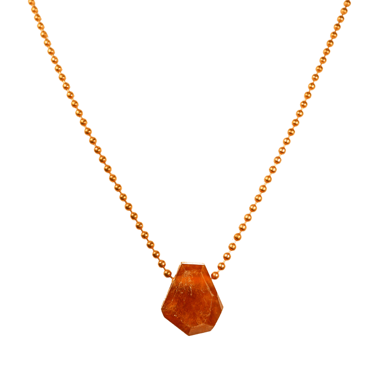 Hessonite Garnet with Copper Ball Chain Necklace