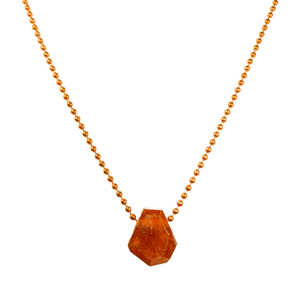 Hessonite Garnet with Copper Ball Chain Necklace