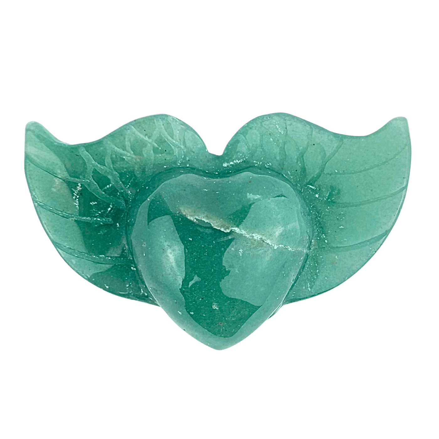 Green Aventurine Heart + Wings carving #153