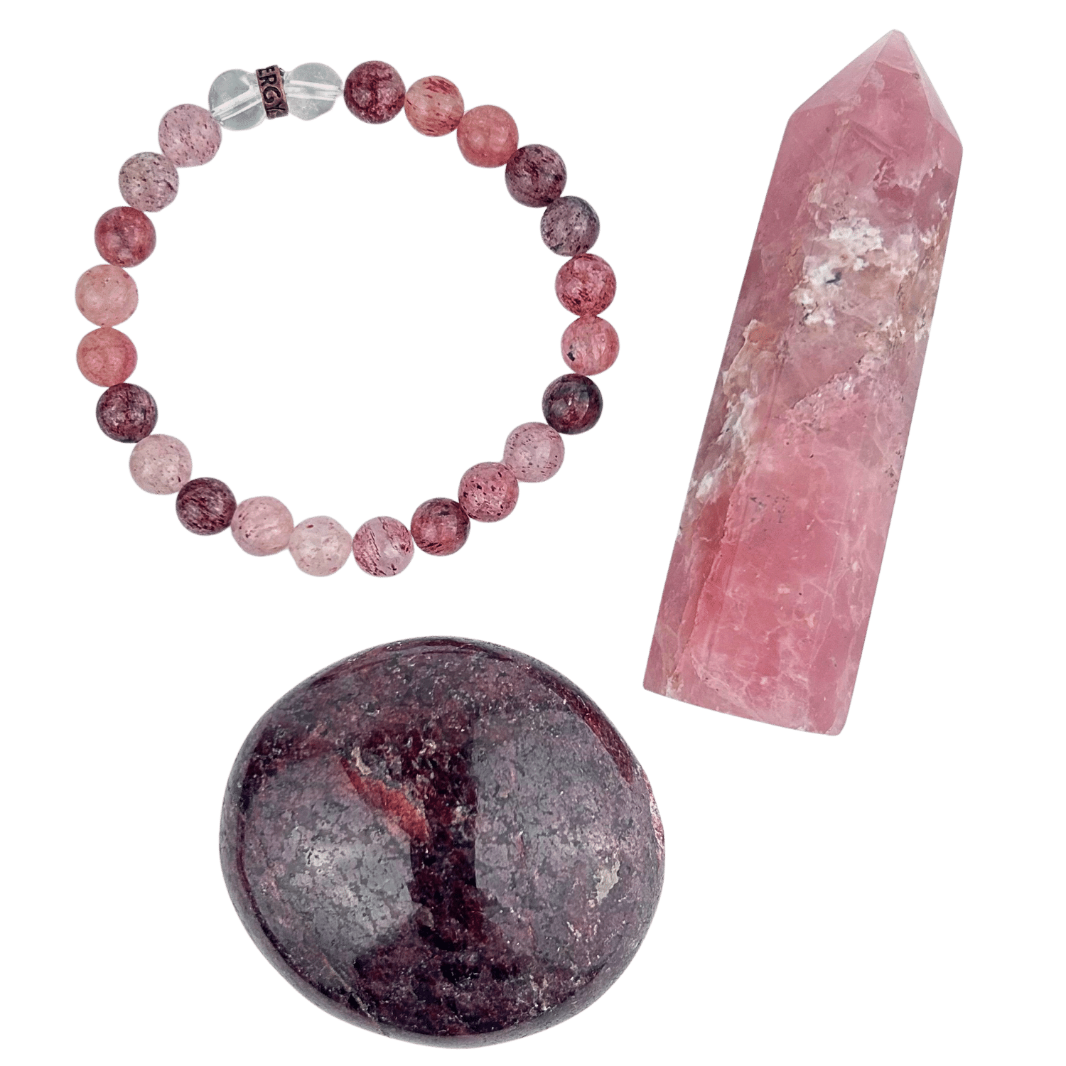 Cherry Quartz Bracelet, Rose Quartz Point and Garnet Stone #301 ...