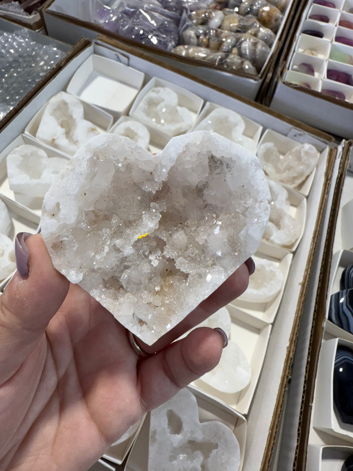 White Geode Heart