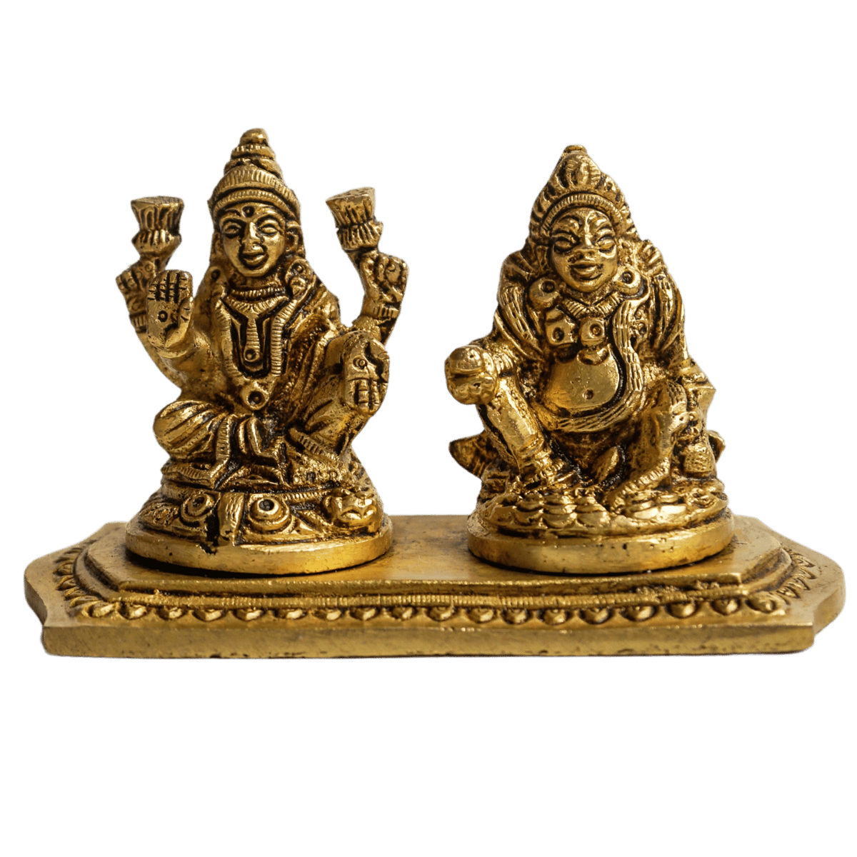Kubera & Lakshmi Brass Altar Statue