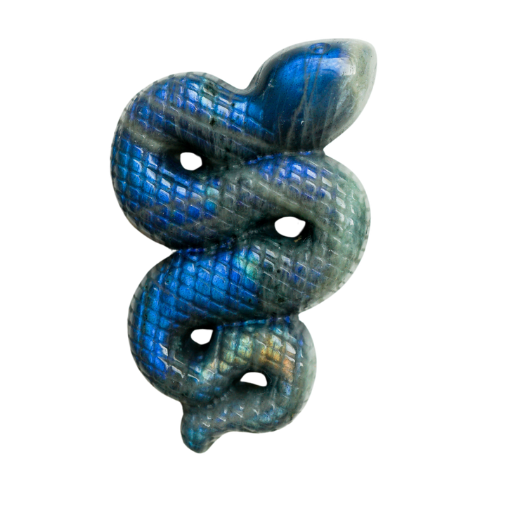 Labradorite Snake Carving – Rare, High-Flash Stone of