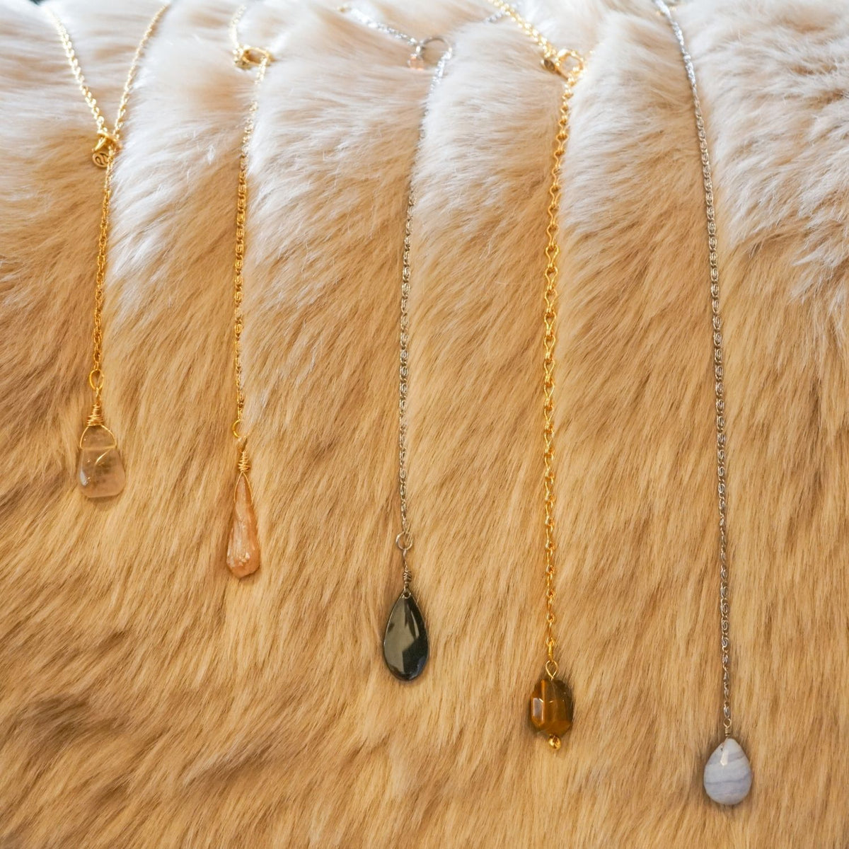 Peach Aura Quartz Lariat Necklace
