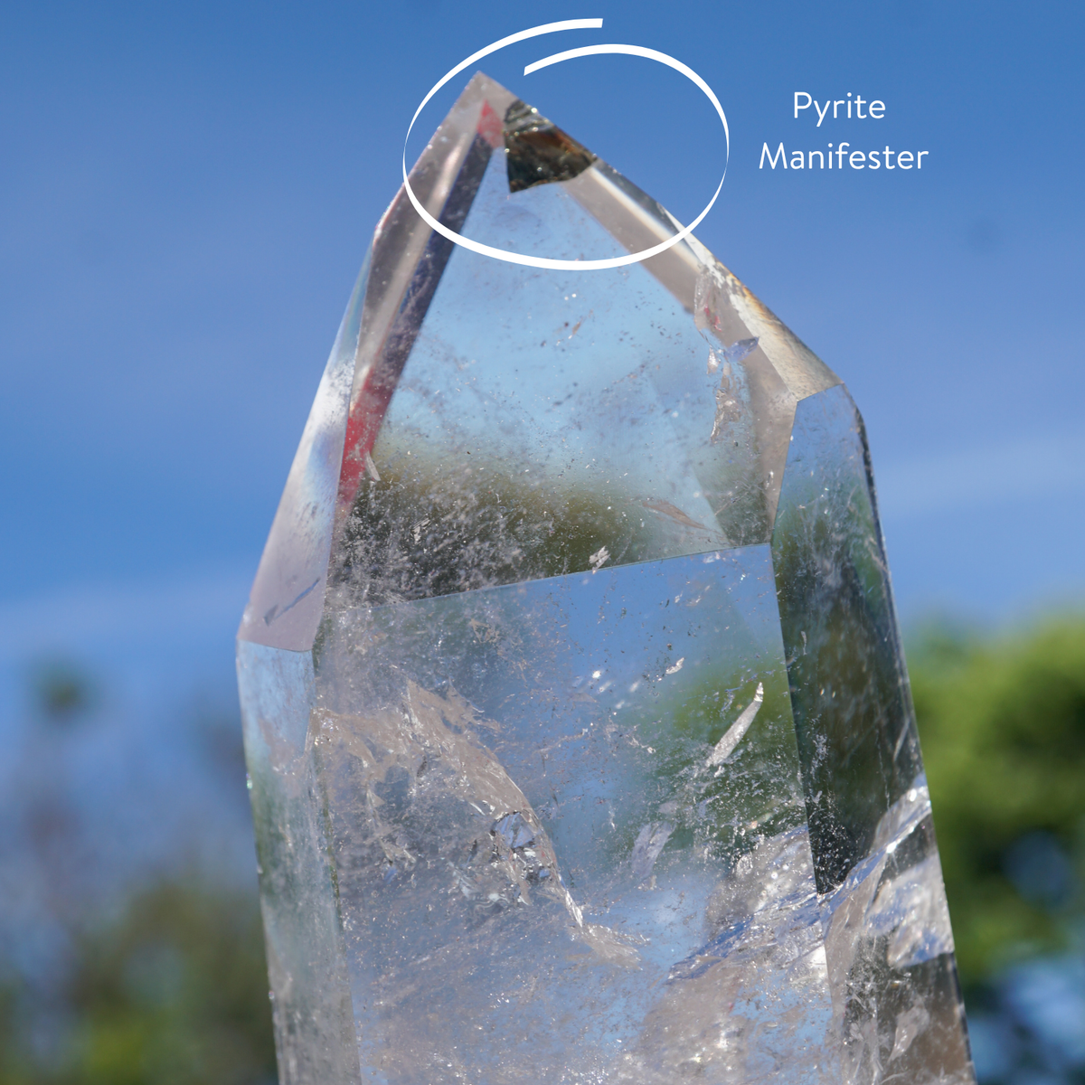 Lemurian Quartz Pillar C with Pyrite Manifester