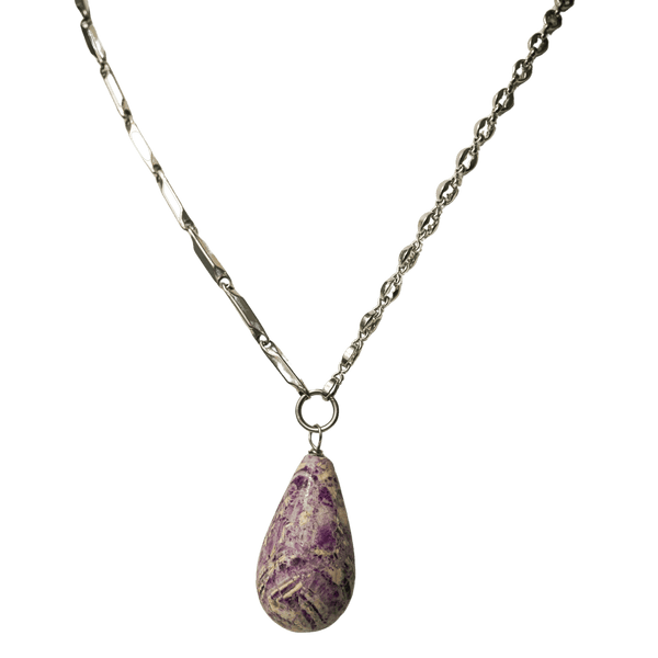 Lepidolite Teardrop One-of-a-kind Necklace