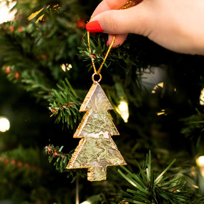 Moss Agate Tree Ornament