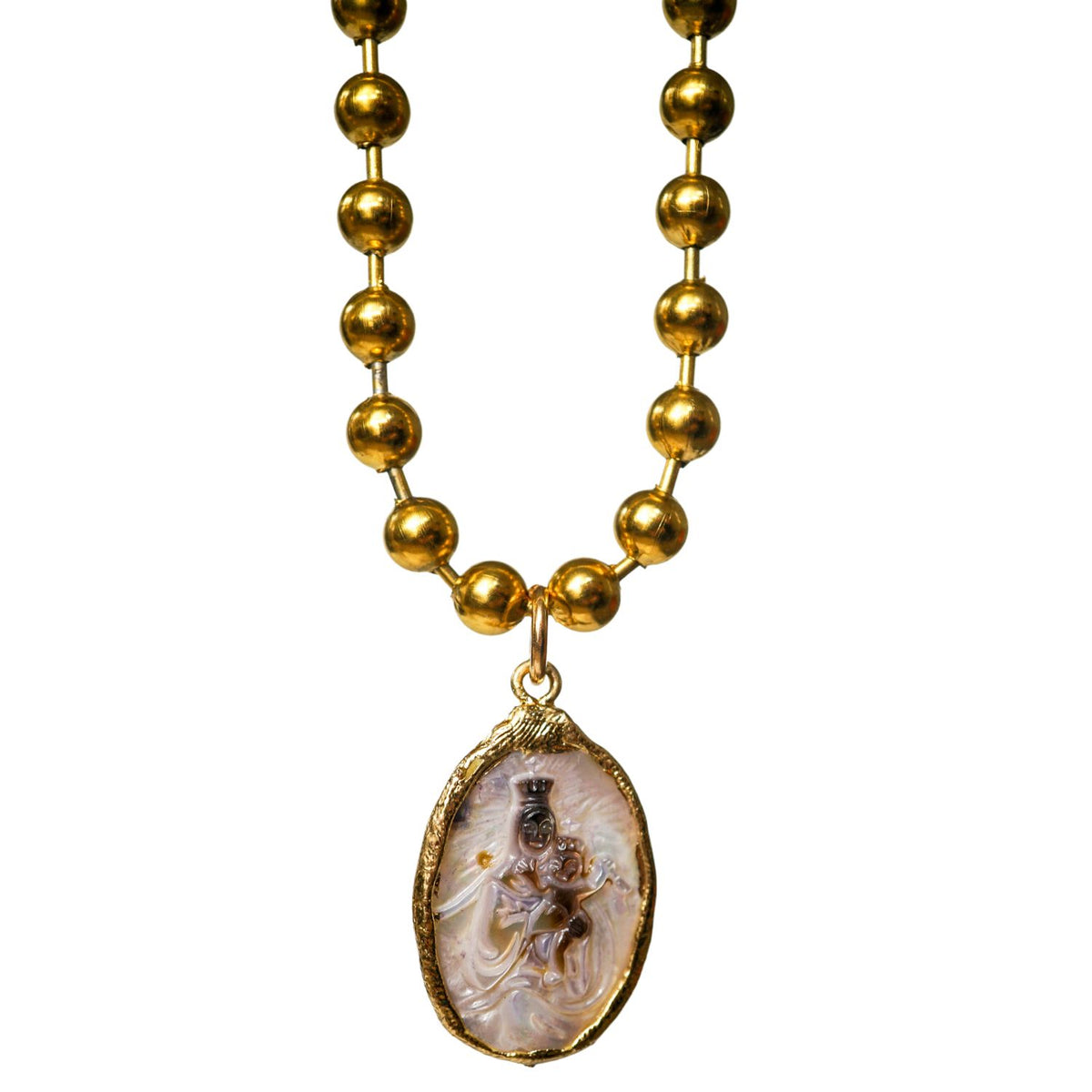 Mother of Pearl Mother Mary One-of-a-kind Necklace