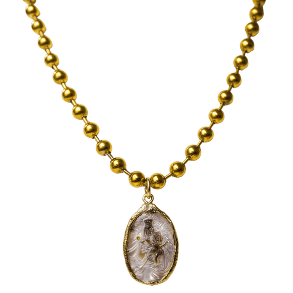 Mother of Pearl Mother Mary One-of-a-kind Necklace