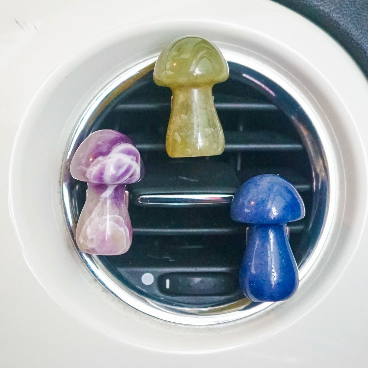 Moss Agate Mushroom Car Vent Clip