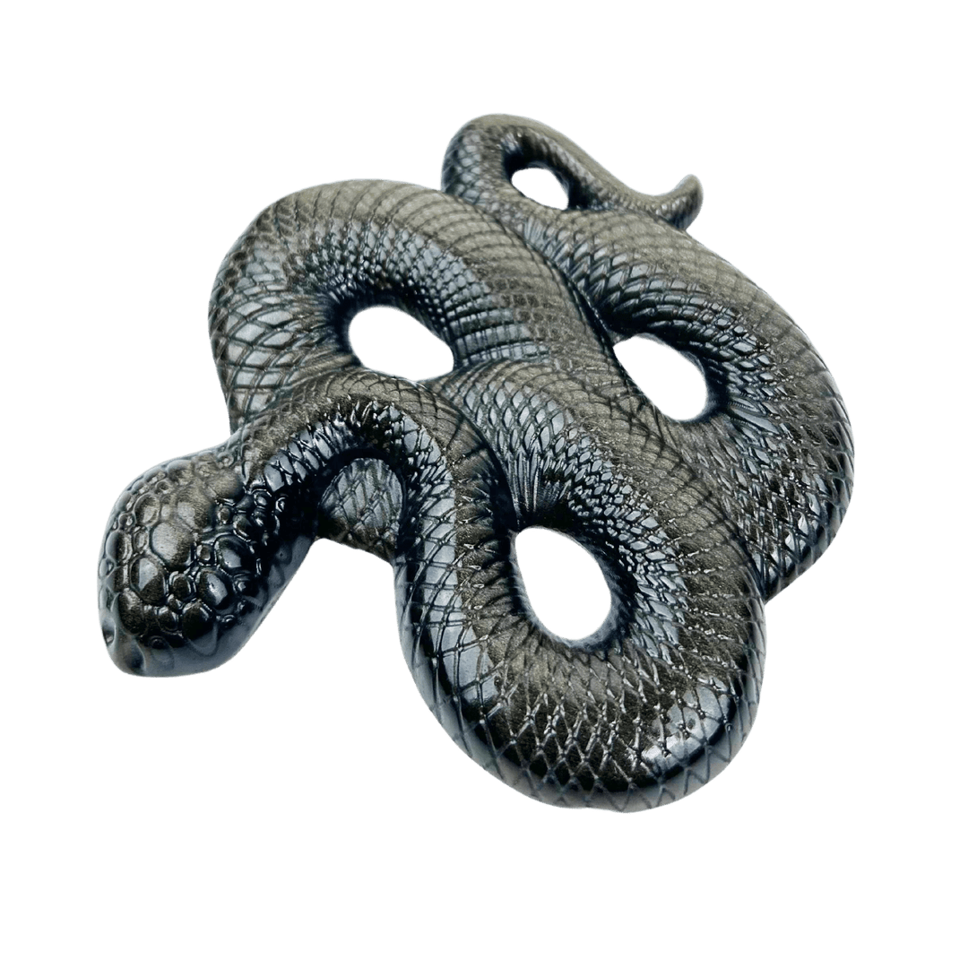 Goldensheen Obsidian Snake Carving – Transformative Energy for the