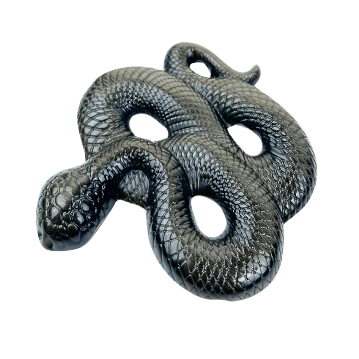 Goldensheen Obsidian Snake Carving – Transformative Energy for the