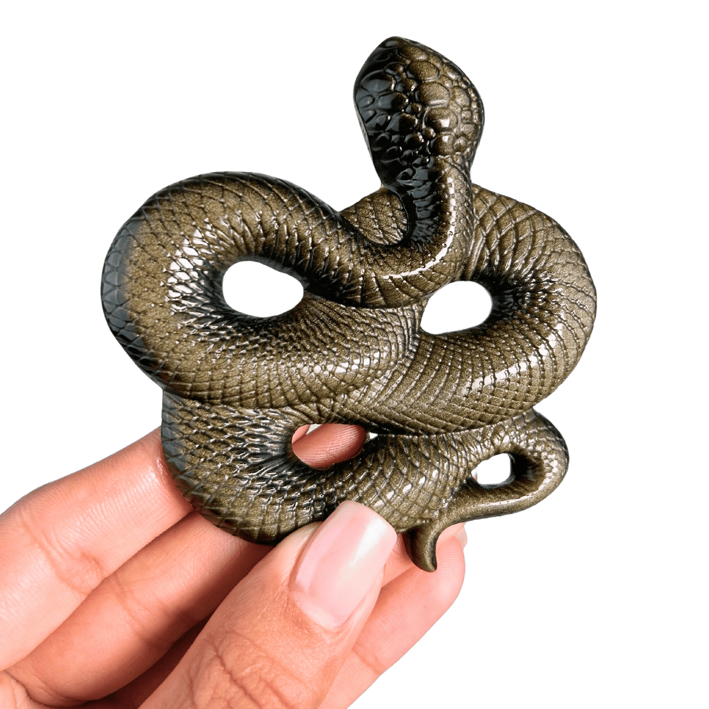 Goldensheen Obsidian Snake Carving