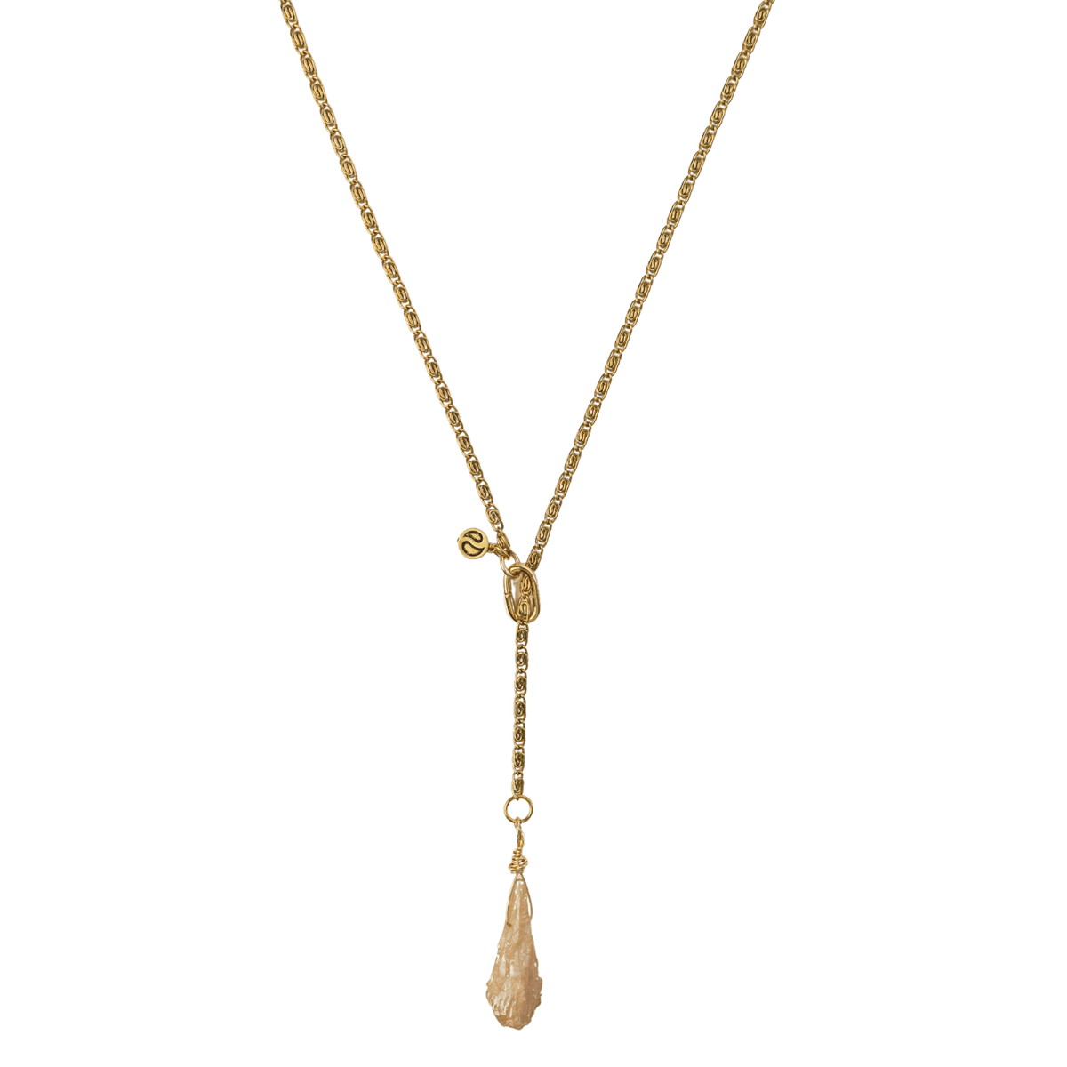 Peach Aura Quartz Lariat Necklace