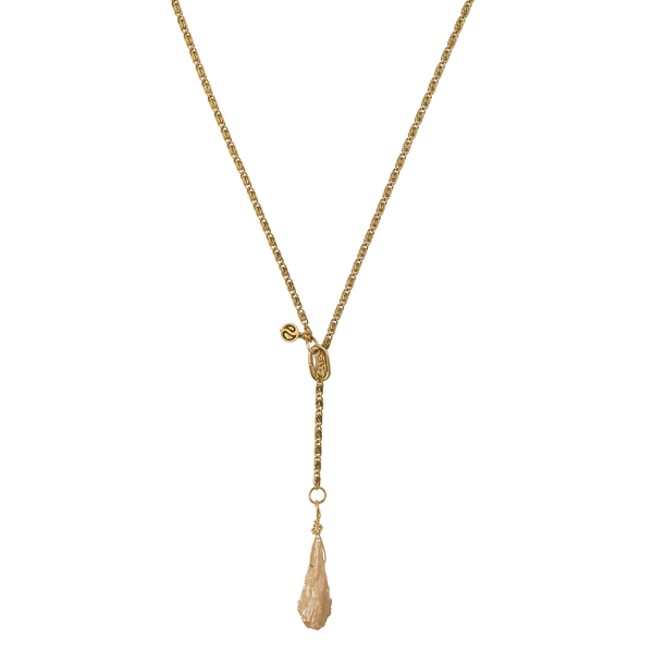 Peach Aura Quartz Lariat Necklace