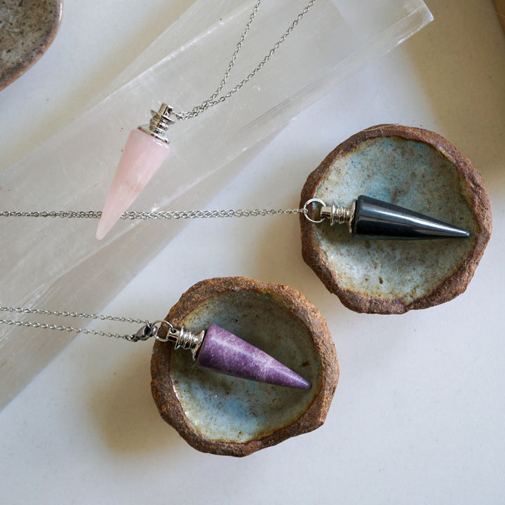 Rose Quartz Pendulum Necklace – Love & Intuitive Clarity | Energy Muse