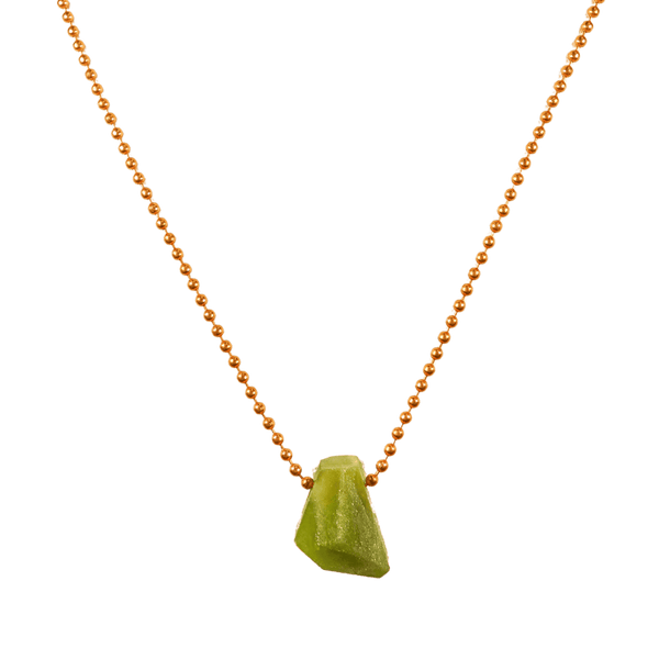 Peridot with Copper Ball Chain Necklace