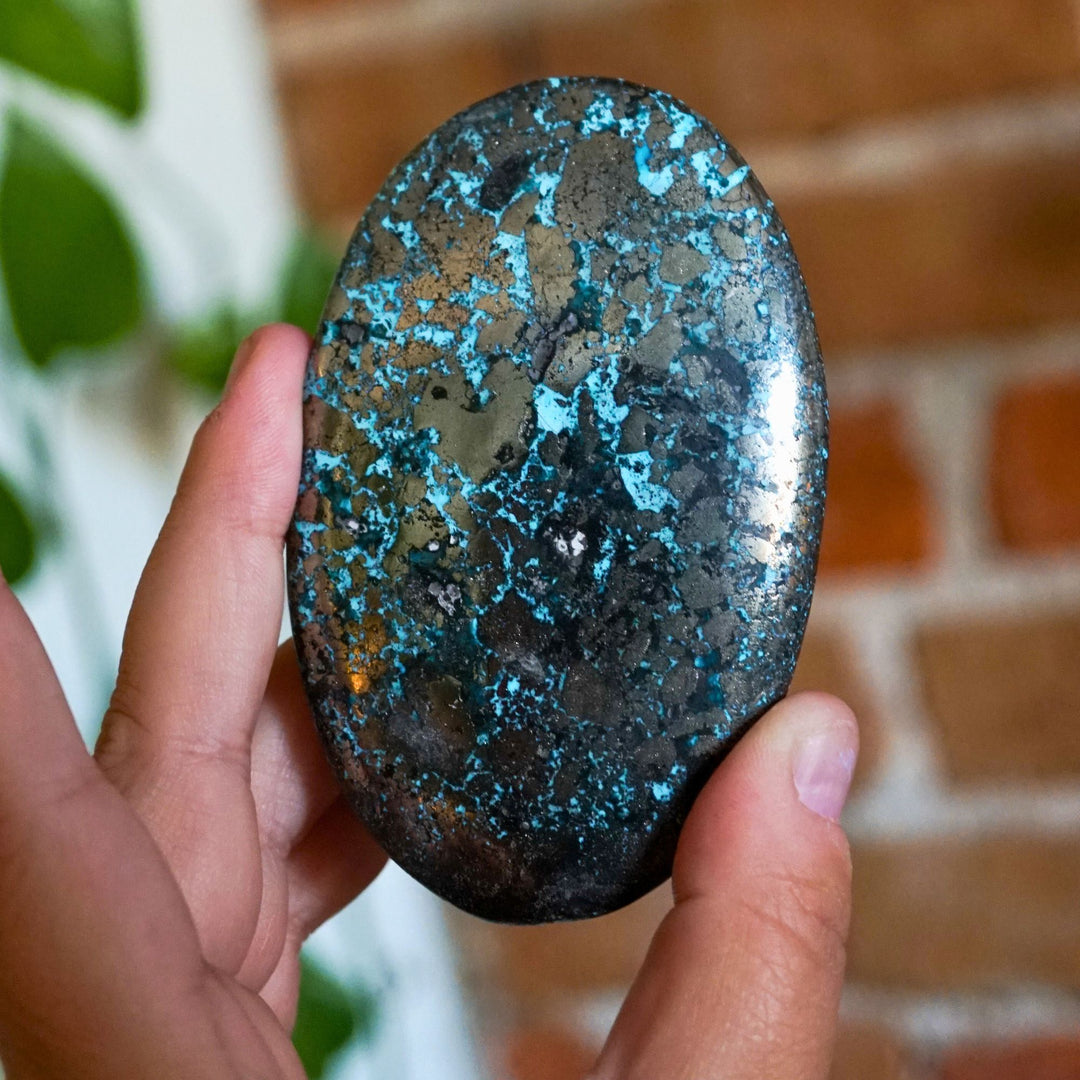 Persian Turquoise & Pyrite Touchstone – Rare Crystal for