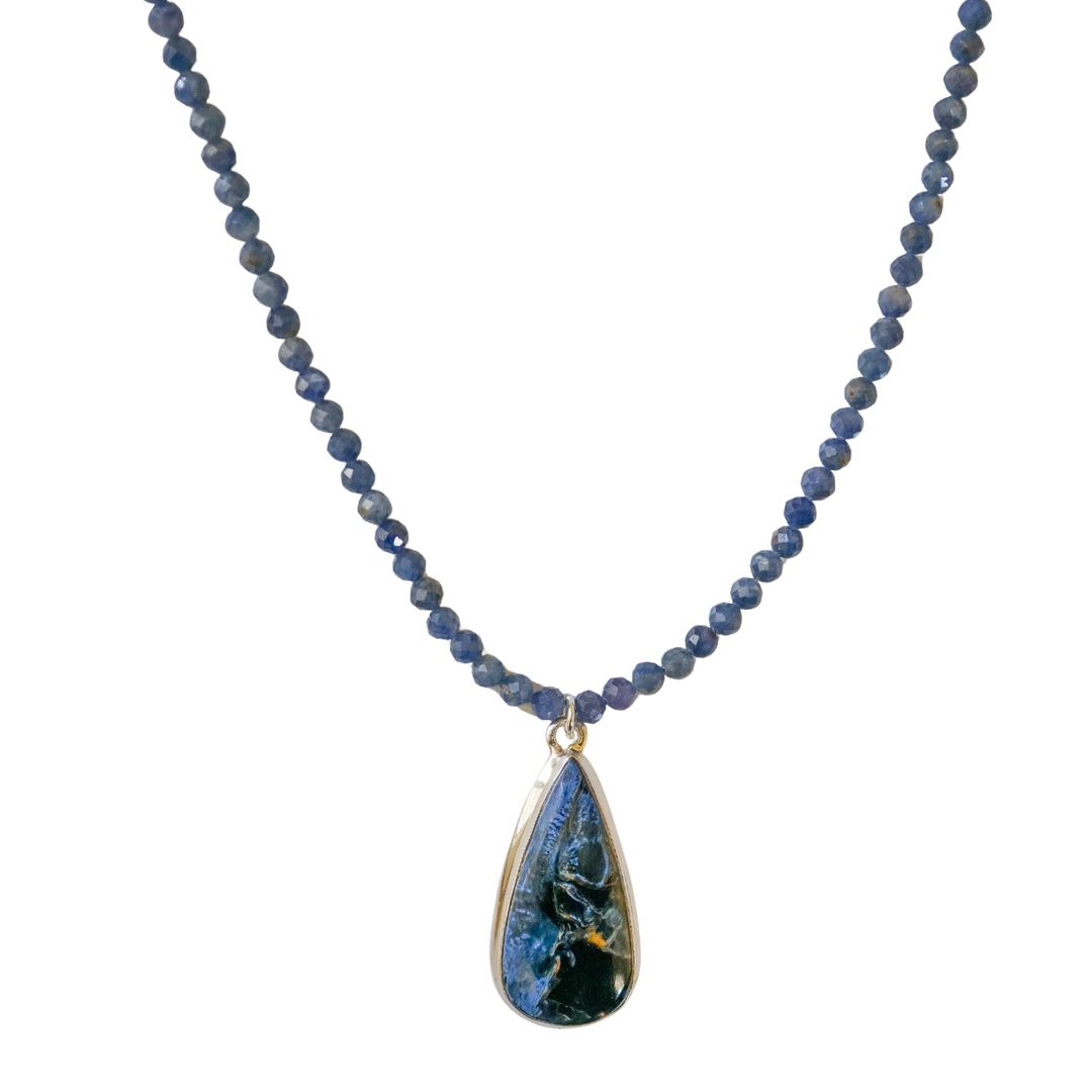 Pietersite & Sapphire Necklace | Breakthrough, Vision & Power