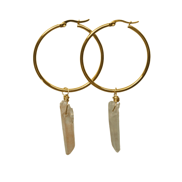 Pink Lemurian Hoop Earrings