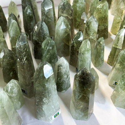 collection of brazilian rare prasiolite points from the Tucson Gem Show by Energy Muse