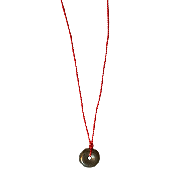 Pyrite Donut Necklace with Red Activation String