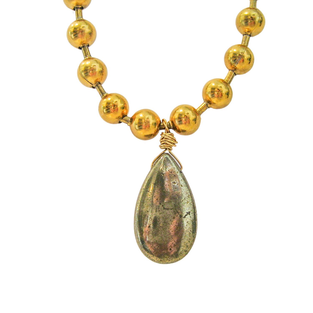 Pyrite Teardrop One-of-a-kind Necklace