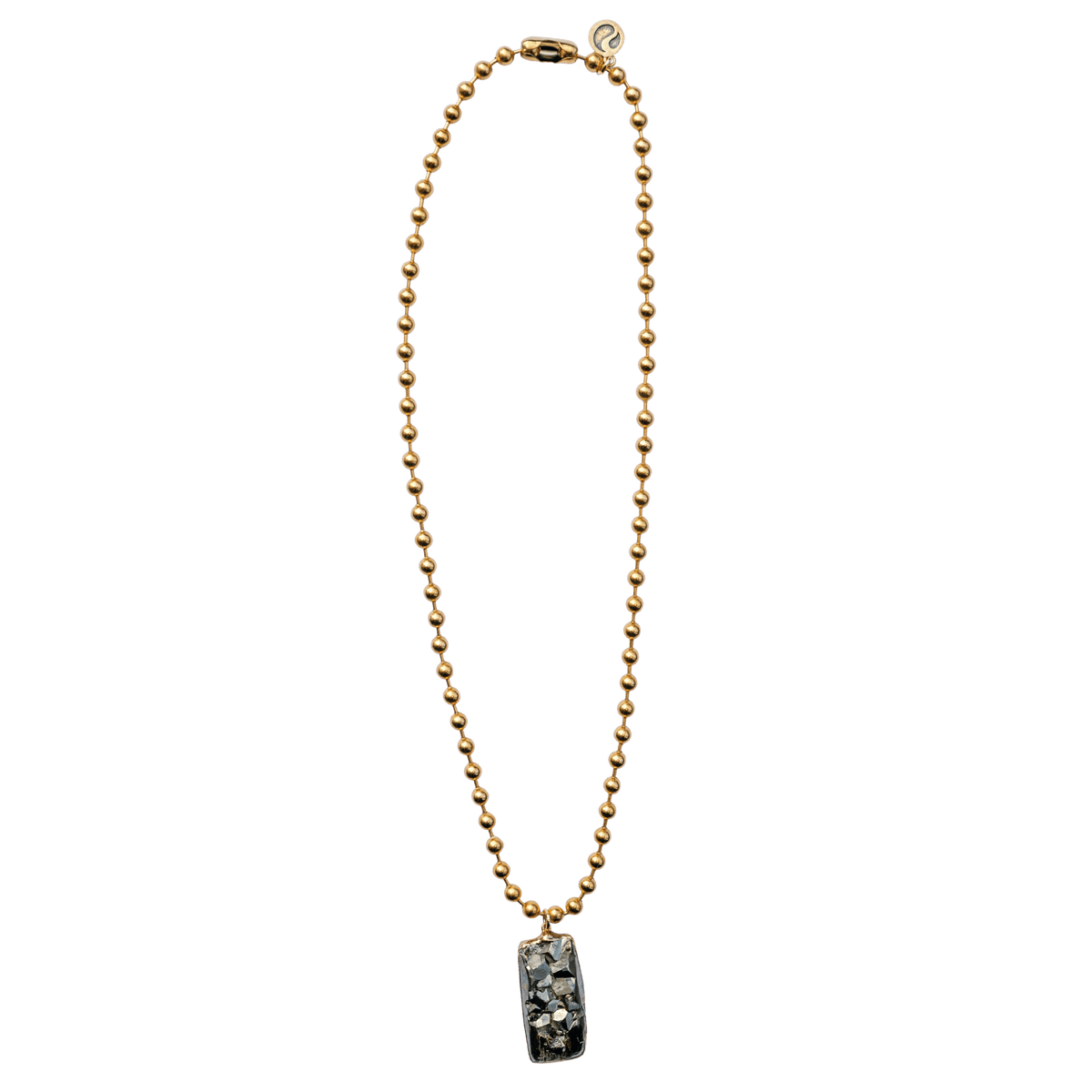 Pyrite Rectangle Ball Chain Necklace