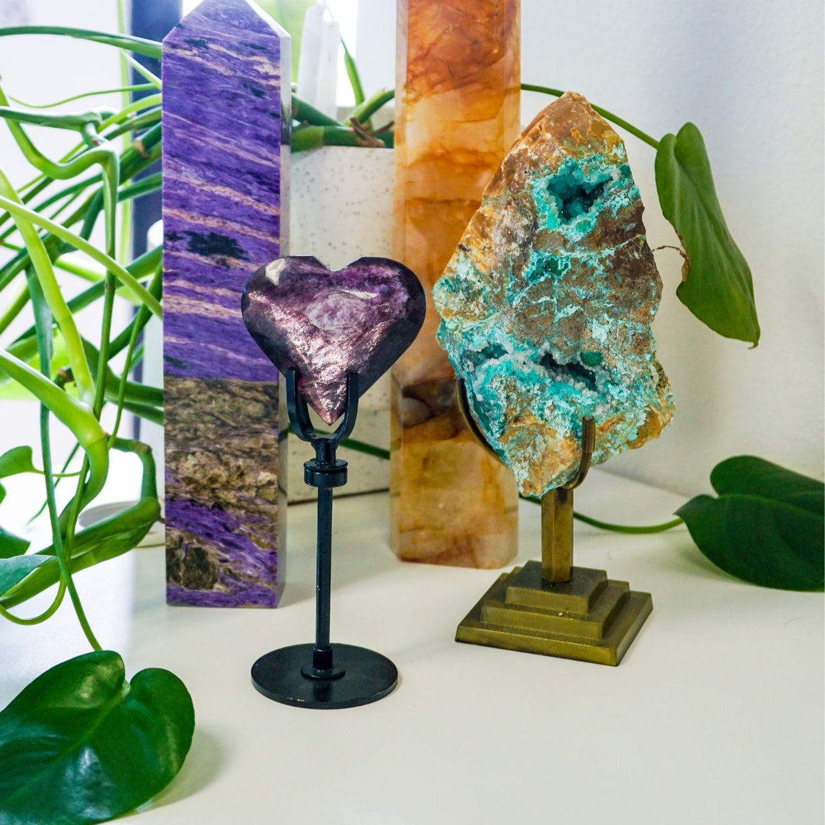 Raw Chrysocolla Crystal on Stand