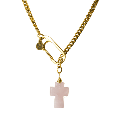 Rose Quartz Cross One-of-a-kind Necklace