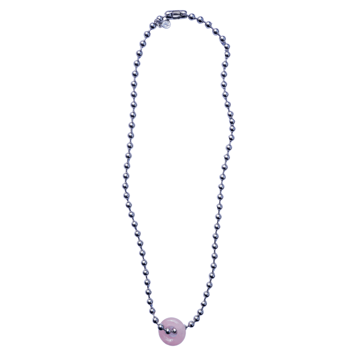 Rose Quartz Donut Ball Chain Necklace