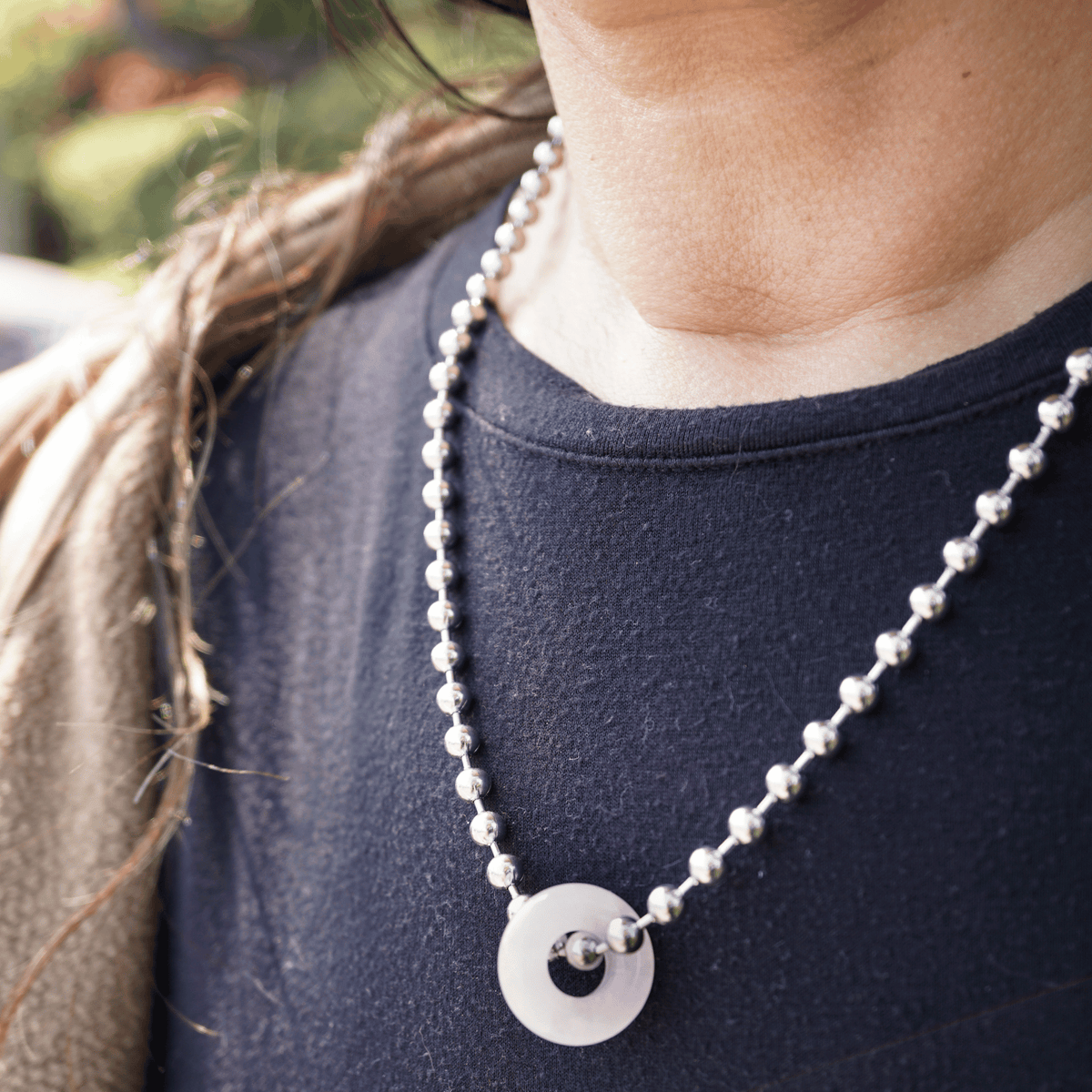 Rose Quartz Donut Ball Chain Necklace