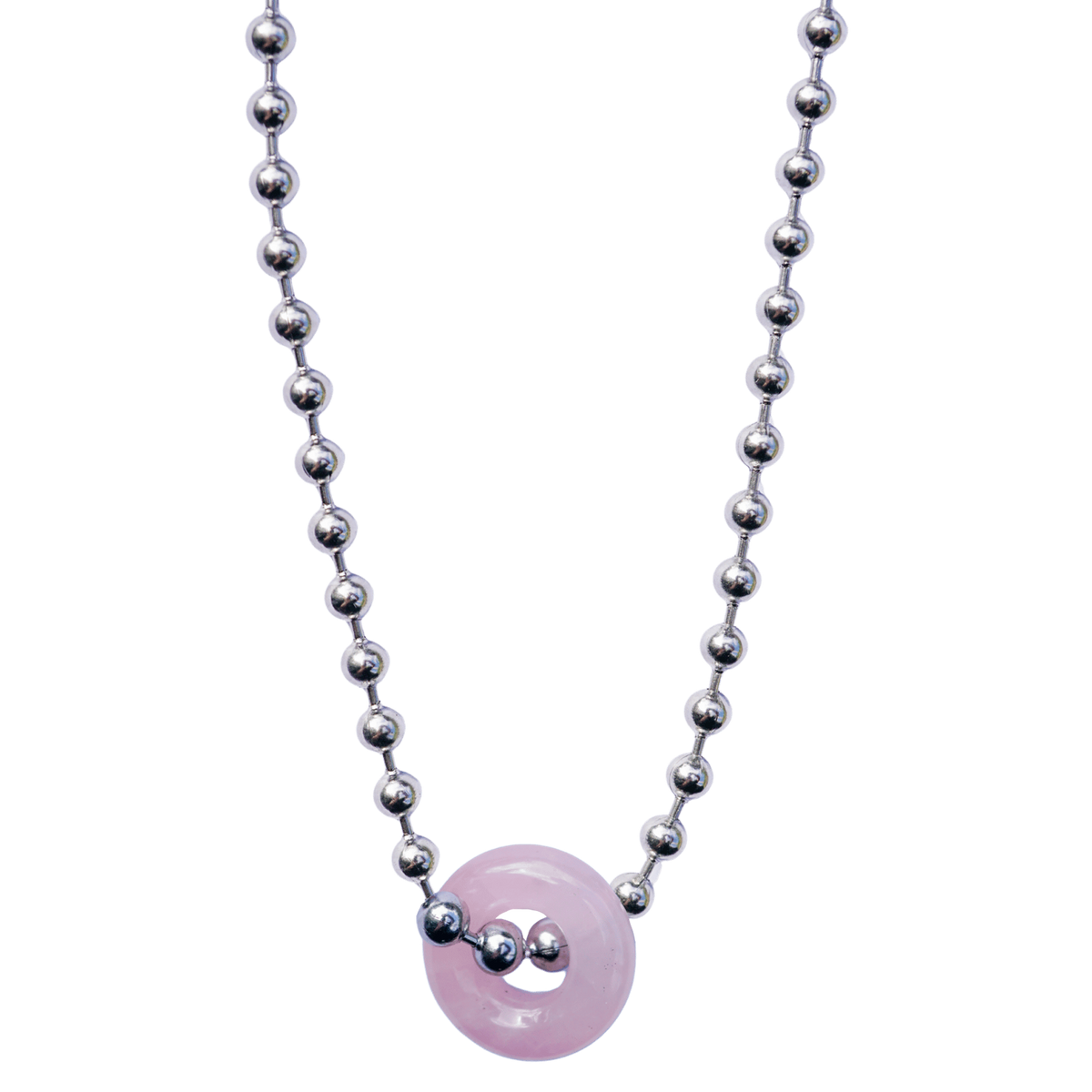 Rose Quartz Donut Ball Chain Necklace