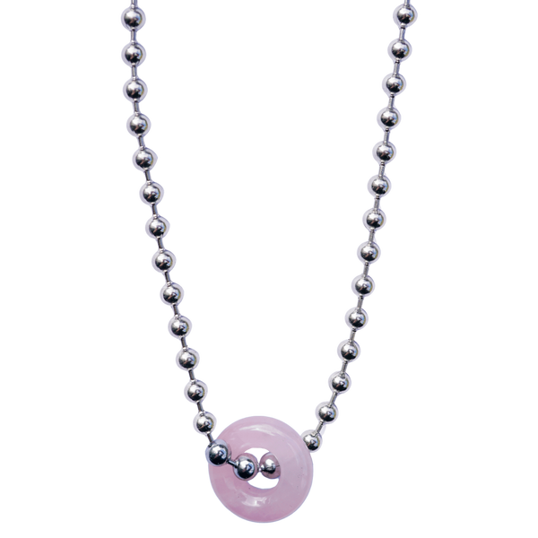 Rose Quartz Donut Ball Chain Necklace