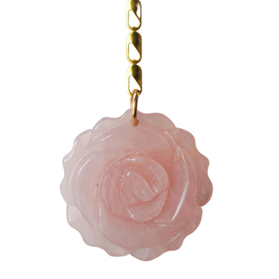 Rose Quartz Rose One-of-a-kind Rosary Necklace