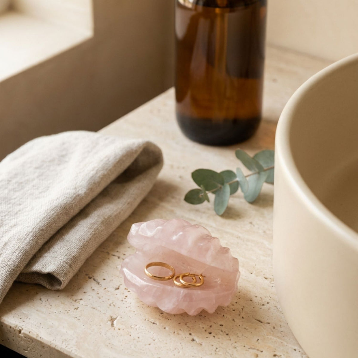 Rose Quartz Scallop Shell