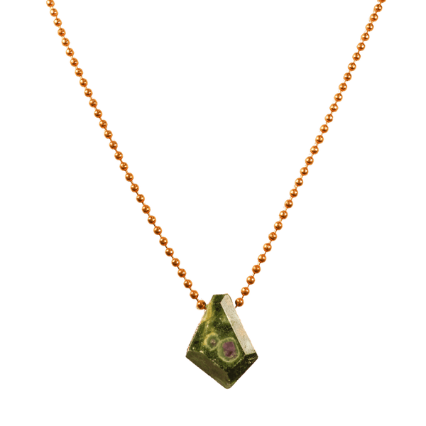 Ruby Zoisite with Copper Ball Chain Necklace