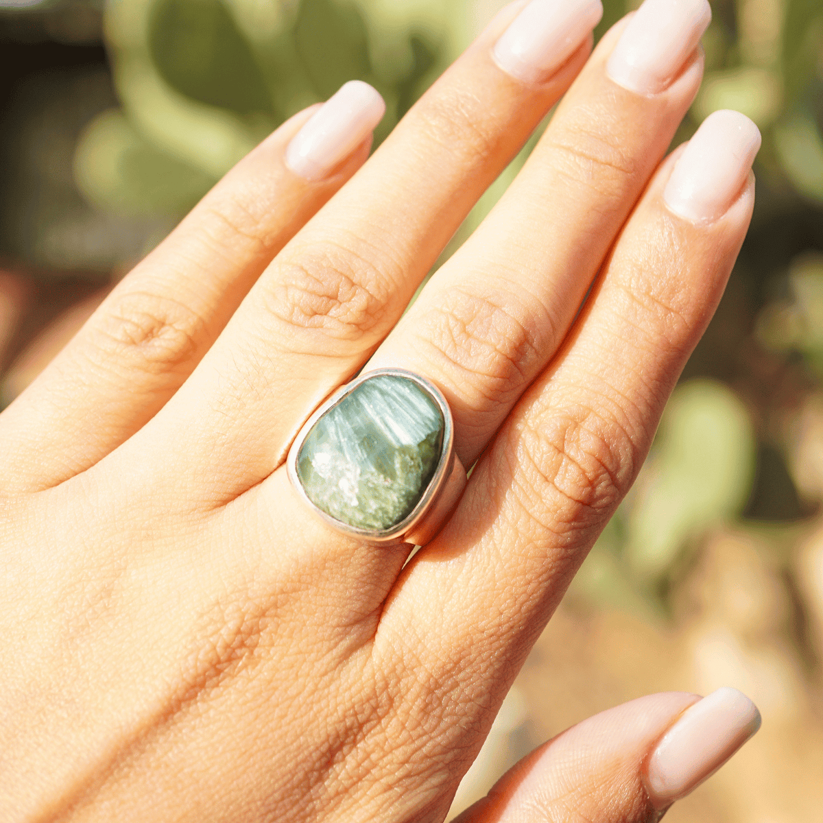 Seraphinite Sterling Silver Ring