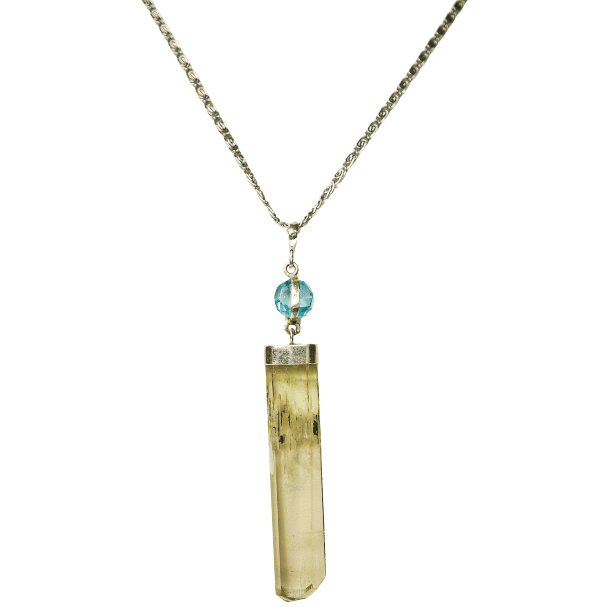 Spodumene & Blue Topaz Pendant Necklace
