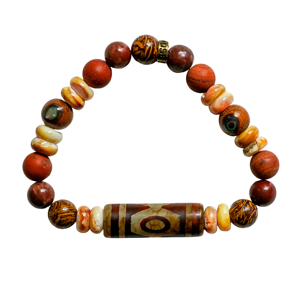 Tidal Strength Bracelet | Jasper, Dzi Agate & Shell | Energy Muse