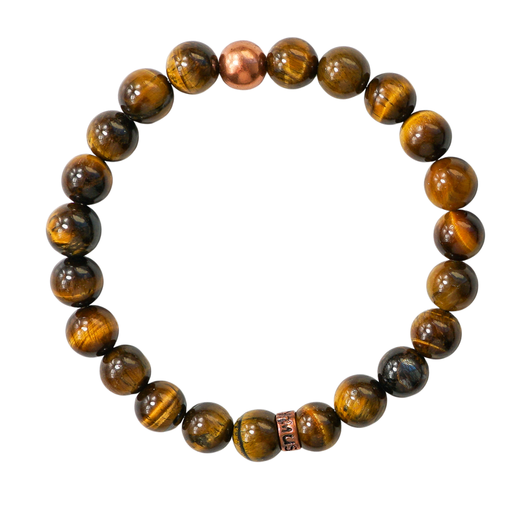 Tiger's eye crystal bracelet with copper bead for confidence and grounding