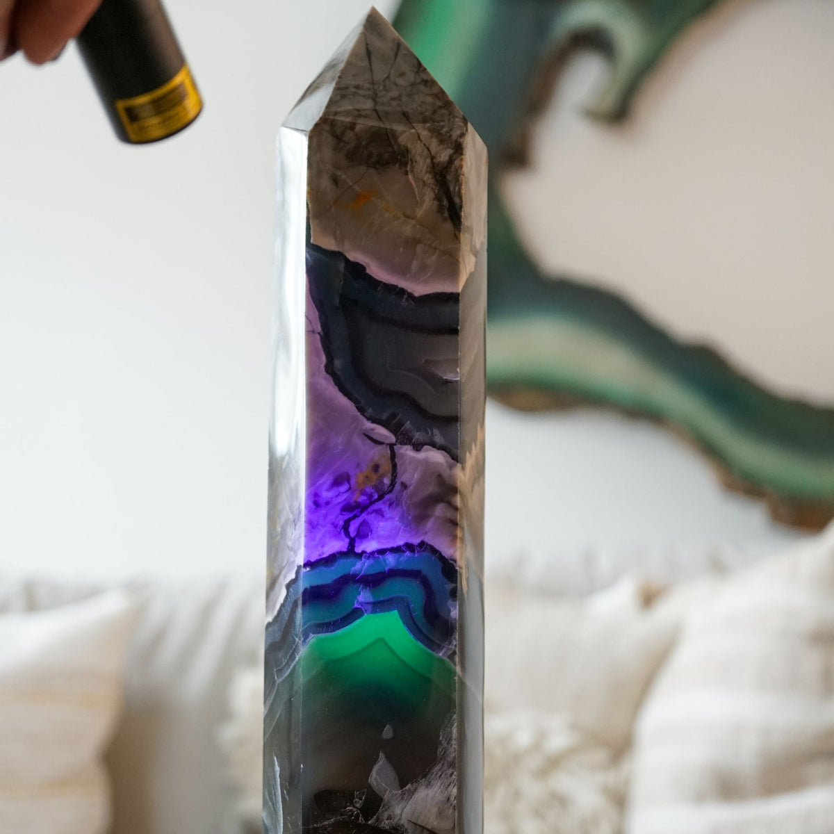 UV-Reactive Volcanic Agate Tower