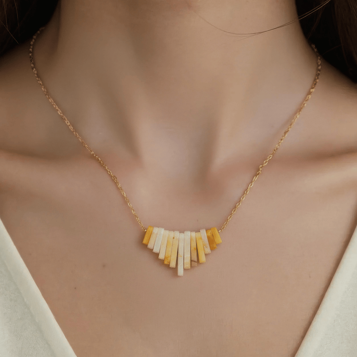 Yellow Serpentine Collar Necklace