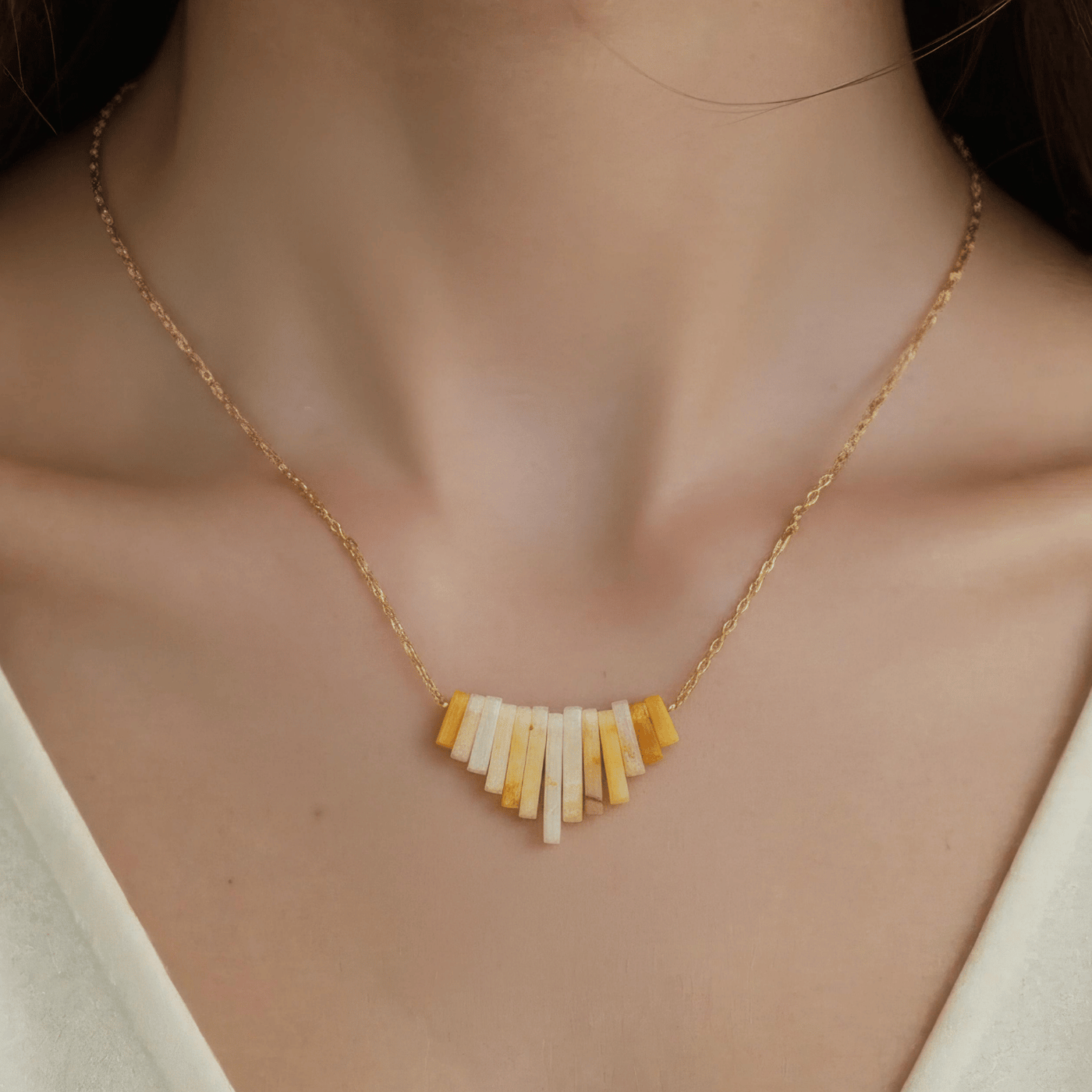 Yellow Serpentine Collar Necklace