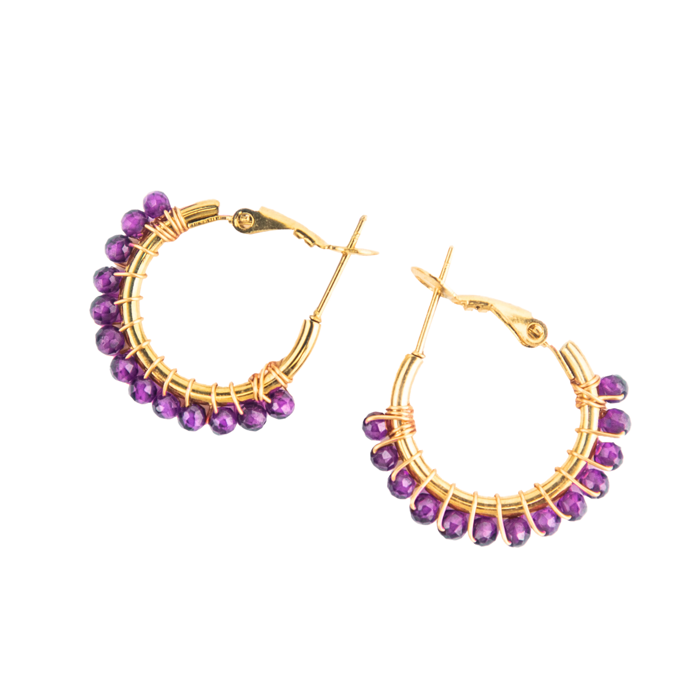 Amethyst Crystal Hoop Earrings